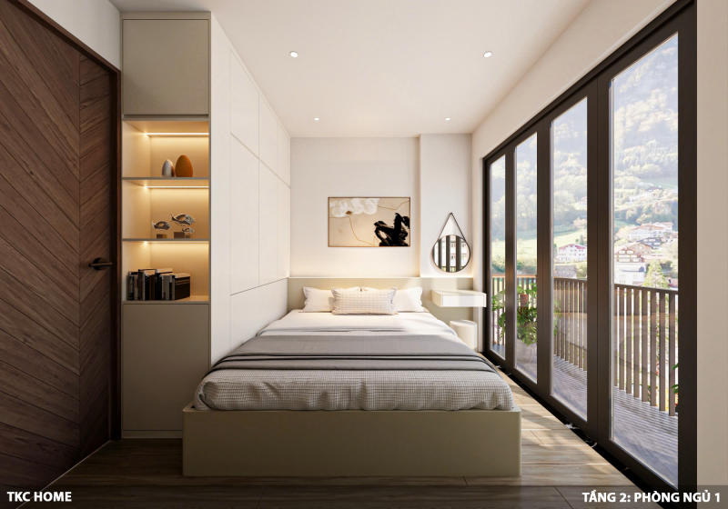 Phòng ngủ thiết kế hiện đại, màu sắc hài hòa